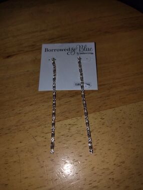 Borrowed & Blue Silver Linear Drop Earrings with Cubic Zirconia